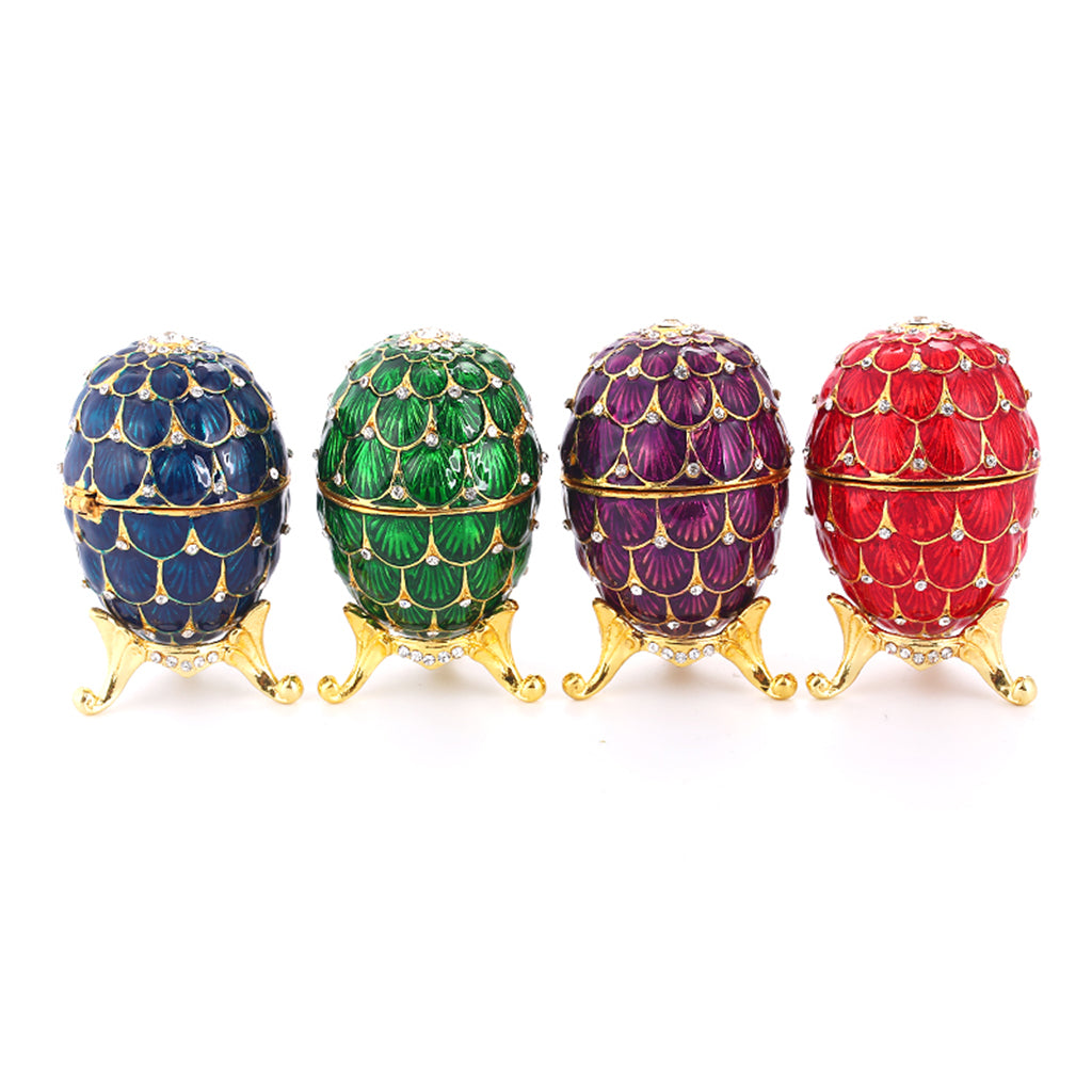 Mini Enamel Rhinestone Easter Egg Jewelry Box Wedding Ring Box Red