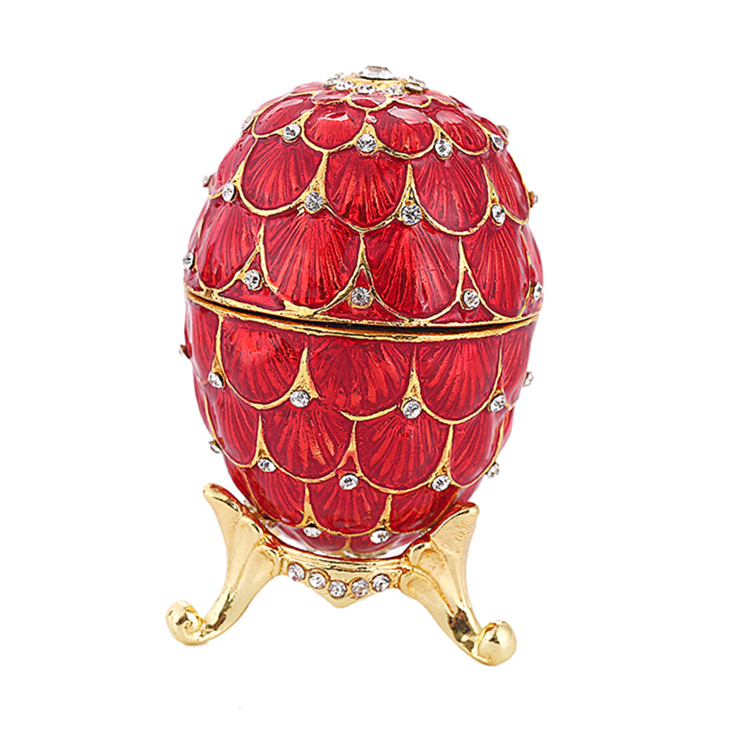 Mini Enamel Rhinestone Easter Egg Jewelry Box Wedding Ring Box Red