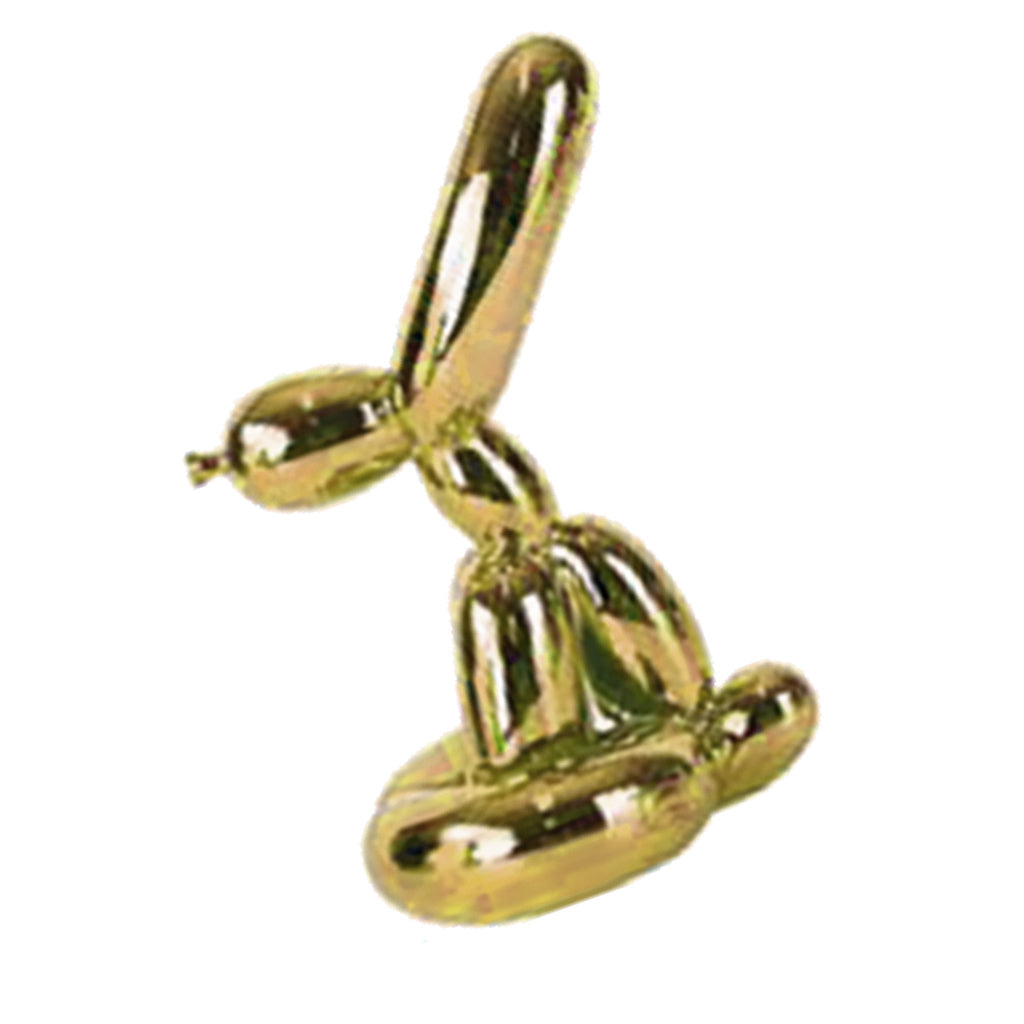 Balloon Rabbit Sculpture Resin Electroplating Animal Figurine Golden-S