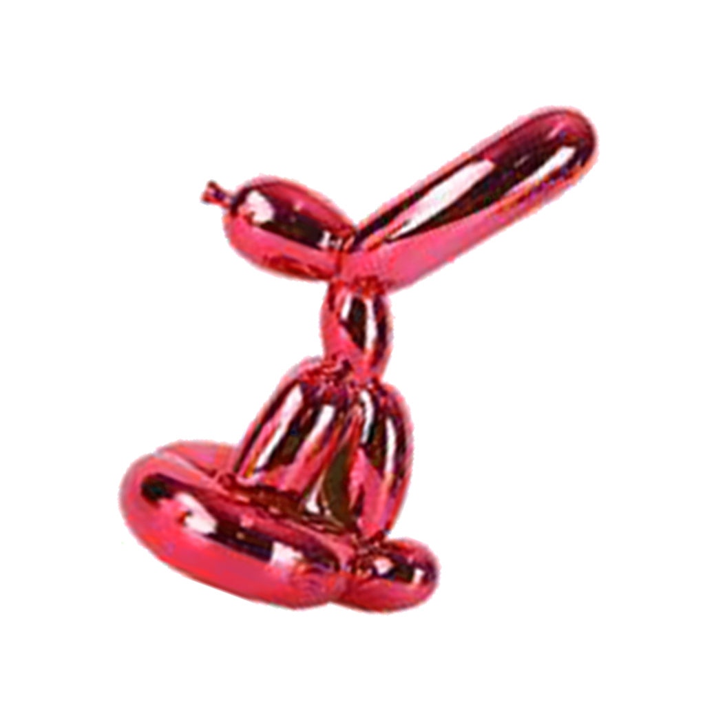 Balloon Rabbit Sculpture Resin Electroplating Animal Figurine Red-S