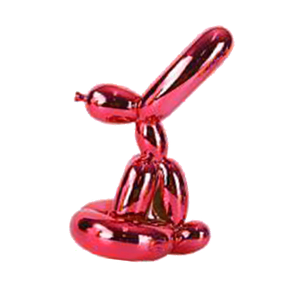 Balloon Rabbit Sculpture Resin Electroplating Animal Figurine Red-S