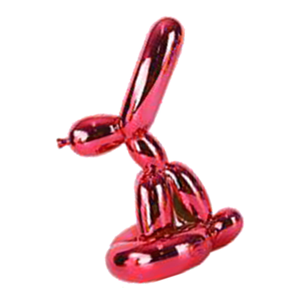 Balloon Rabbit Sculpture Resin Electroplating Animal Figurine Red-S