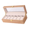 6 Slots Wood Watch Display Box Case Glass Top Locking Storage Organizer A