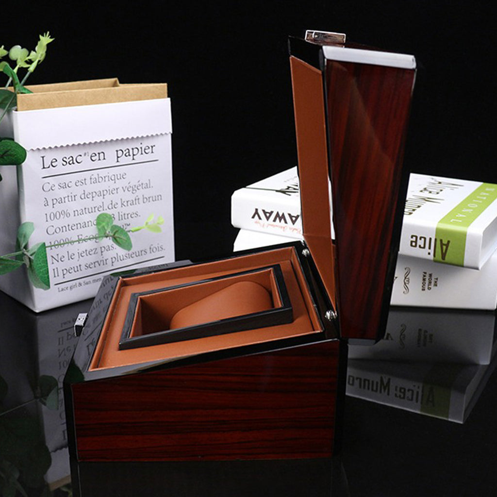 Premium Wooden Watch Box Single Gird Holder with Removable Cushion Showcase