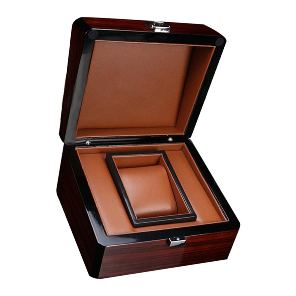 Premium Wooden Watch Box Single Gird Holder with Removable Cushion Showcase