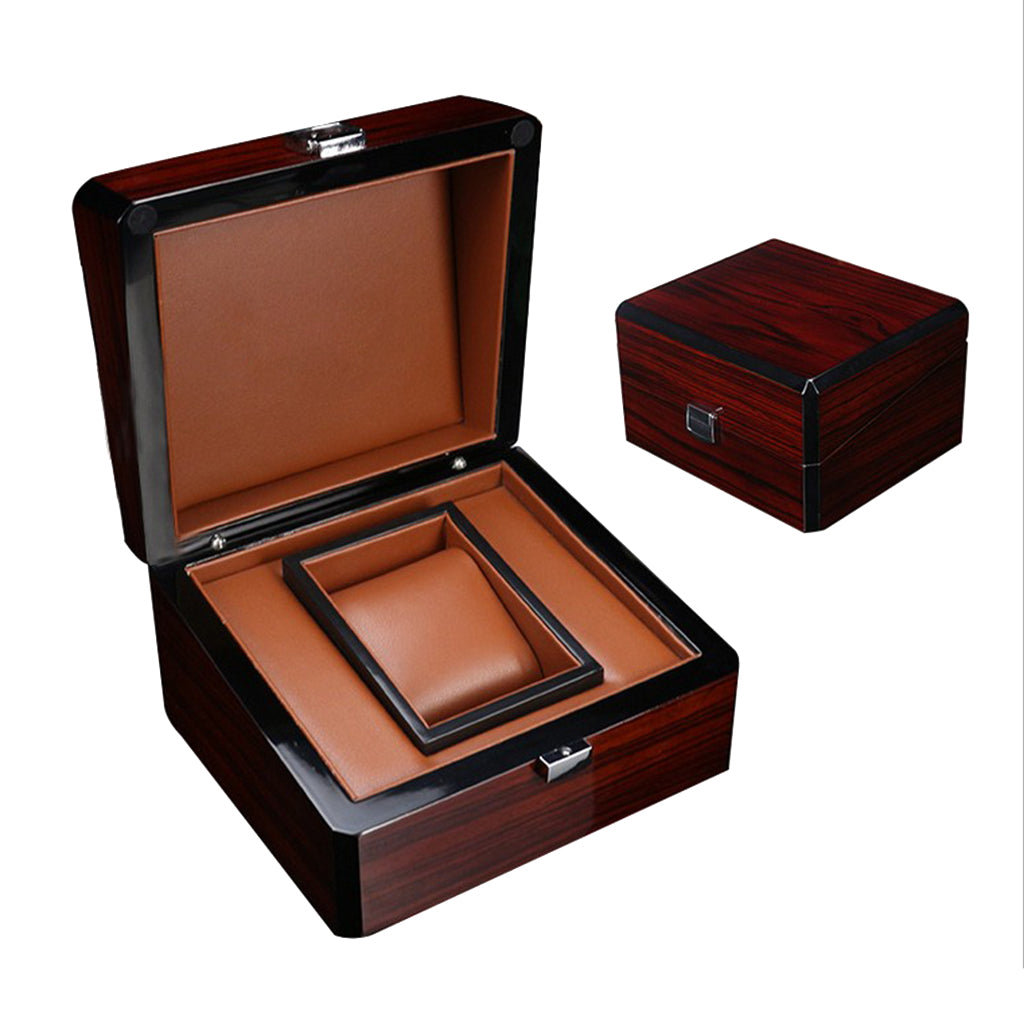 Premium Wooden Watch Box Single Gird Holder with Removable Cushion Showcase