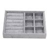 Gray Velvet Stackable Jewelry Display Tray Case for Jewellery Strip Grid