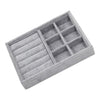 Gray Velvet Stackable Jewelry Display Tray Case for Jewellery Strip Grid