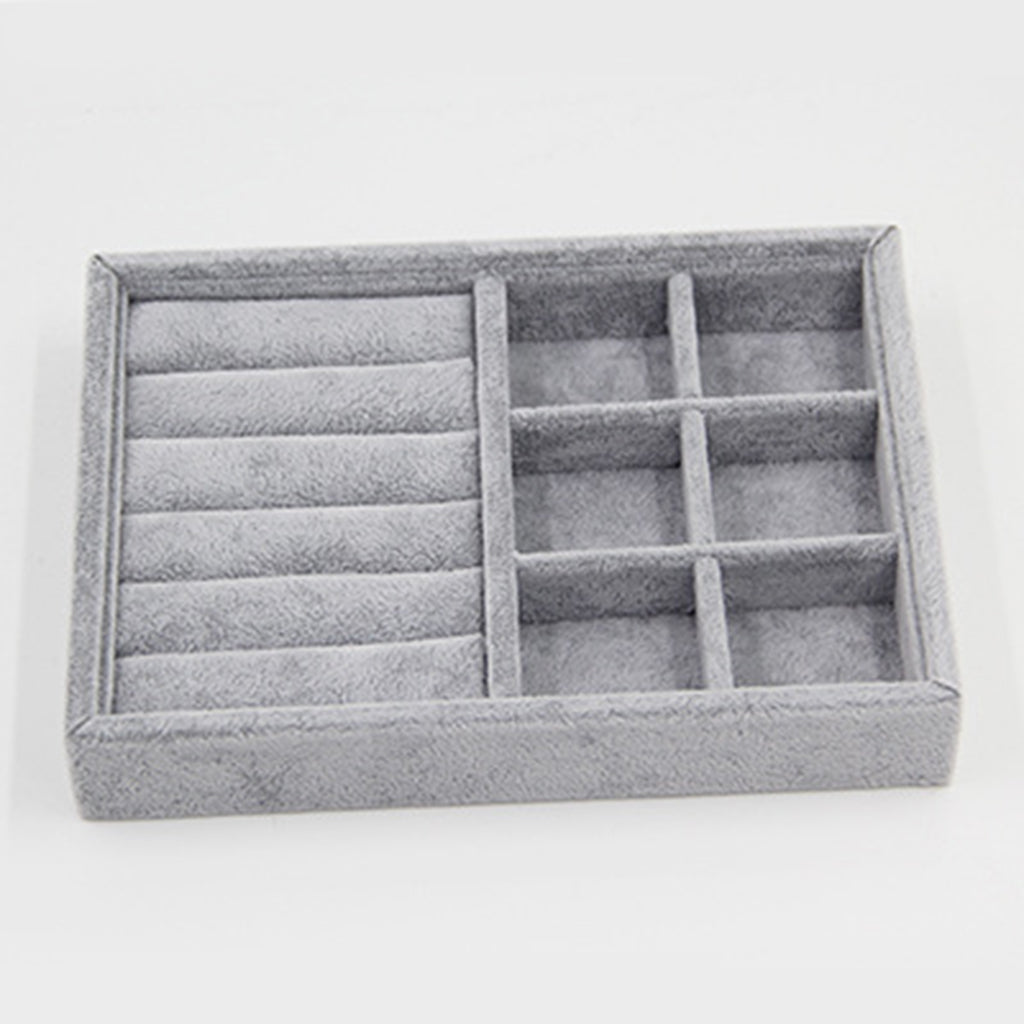 Gray Velvet Stackable Jewelry Display Tray Case for Jewellery Strip Grid