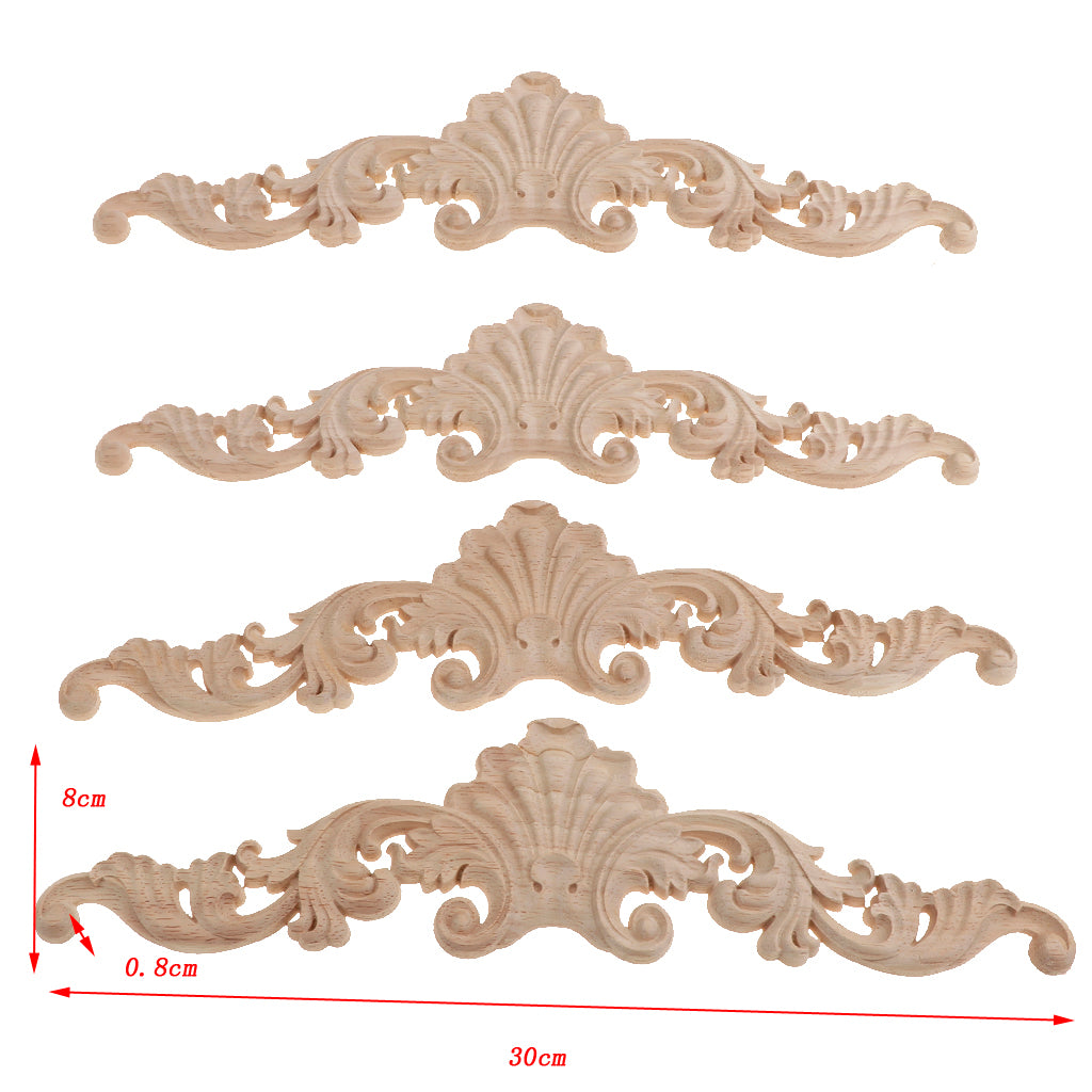 4Pcs Wooden Carved Corner Applique Frame Furniture Cabinet Corner Decor a