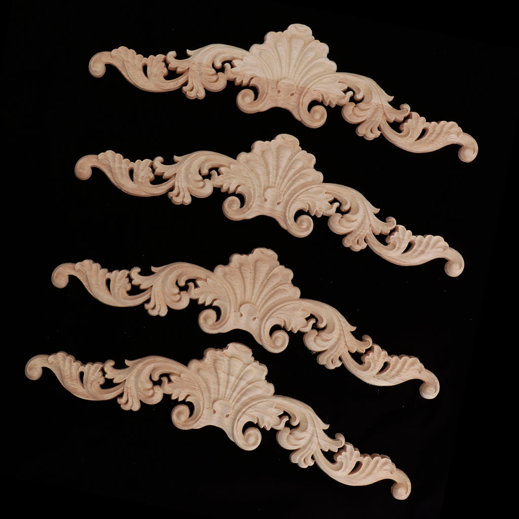 4Pcs Wooden Carved Corner Applique Frame Furniture Cabinet Corner Decor a