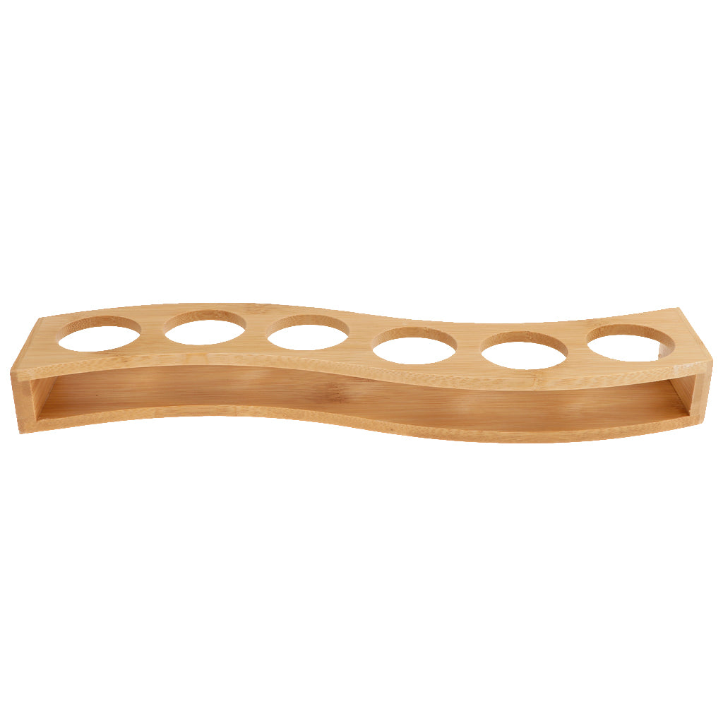 Bamboo Liquor Cup Rack Glass Holder Beer Glasses Stand 6 Holes S Shaped