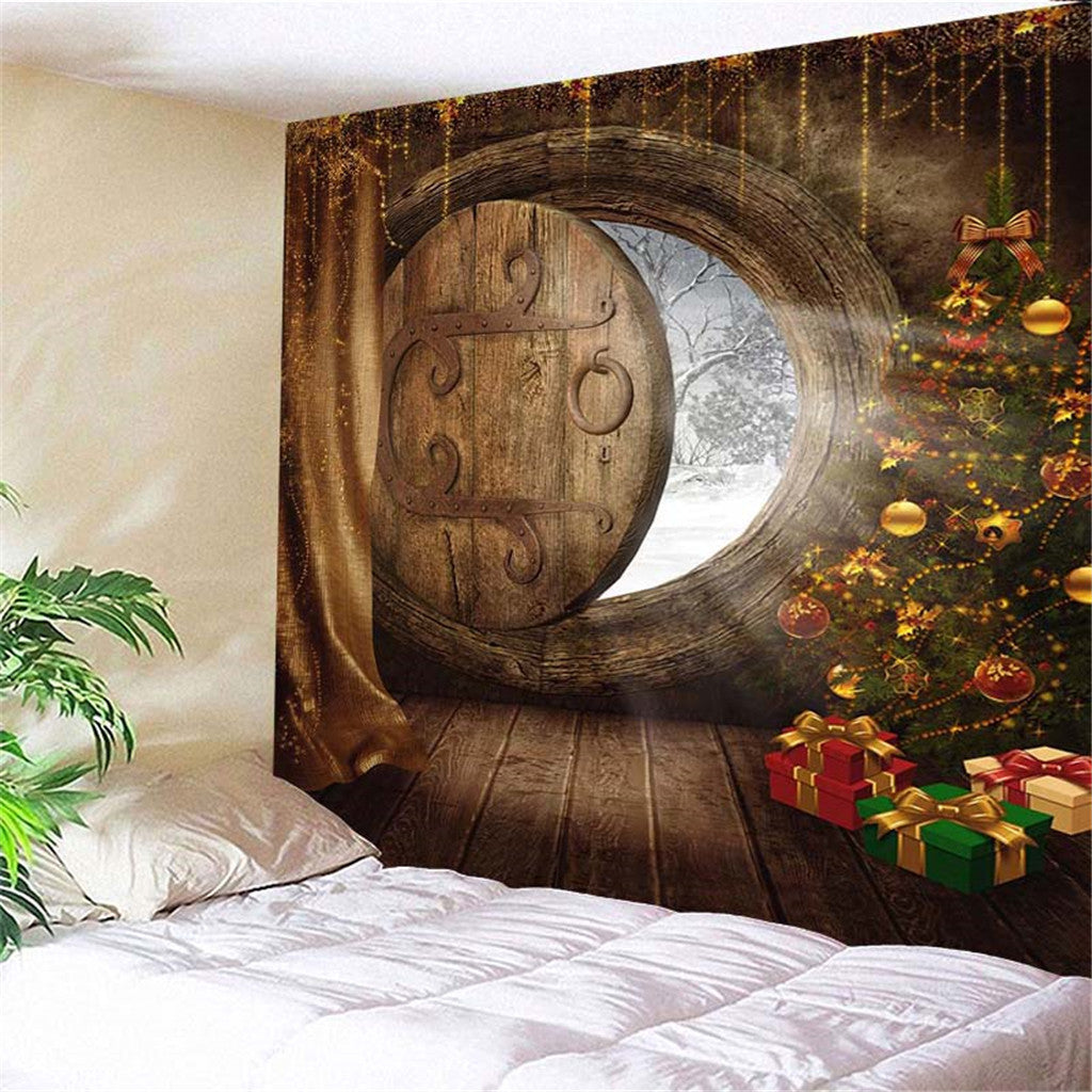 Xmas Art Home Wall Hanging Tapestry Wall Ornament Christmas Wall Decor E