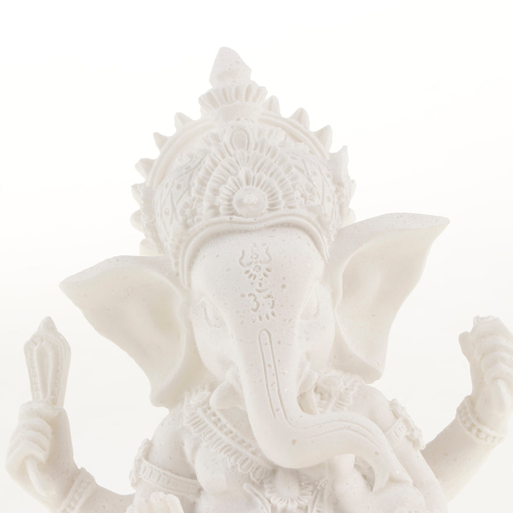 Sandstone Ganesh Statue God Elephant Indian Figurine Ornament White - 12cm