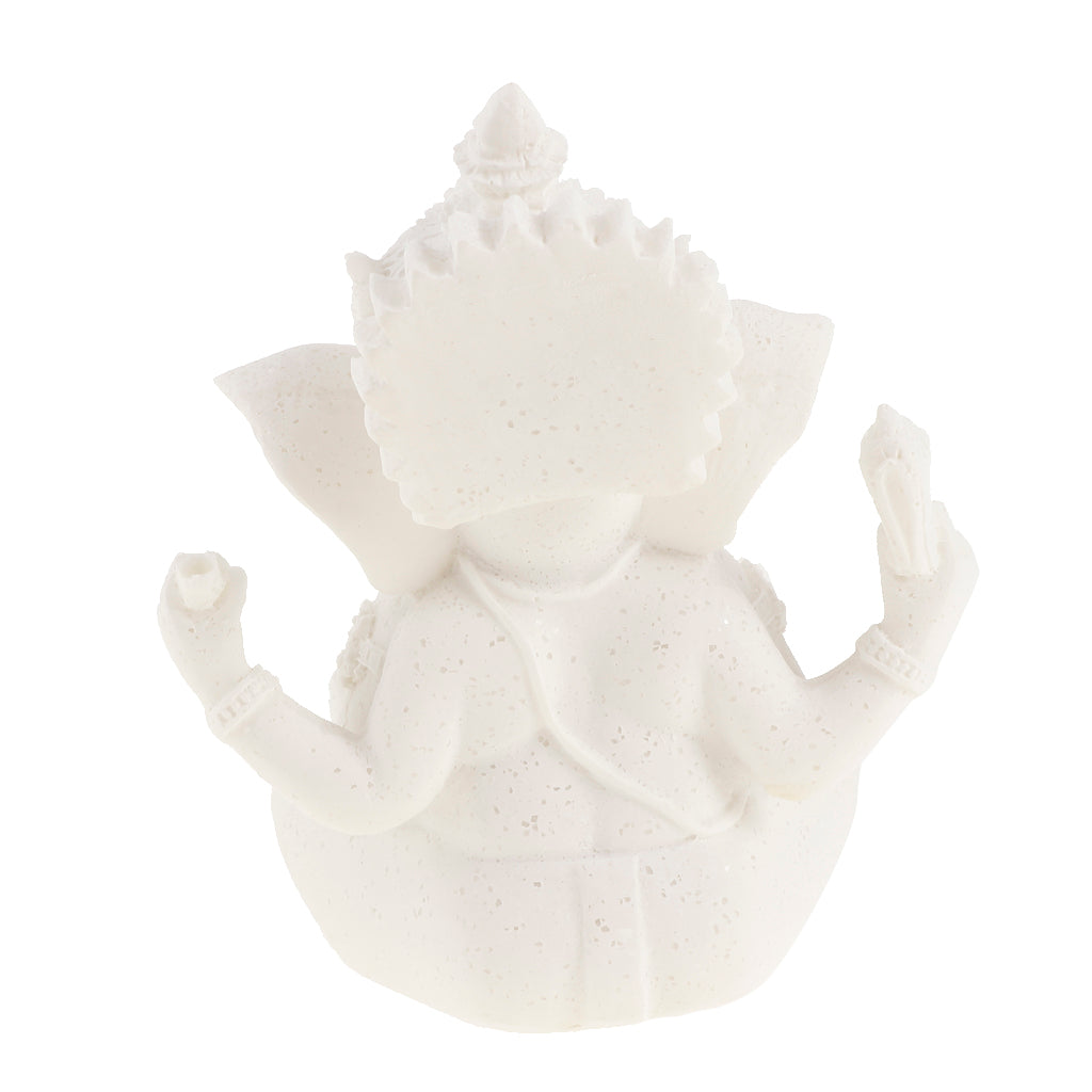 Sandstone Ganesh Statue God Elephant Indian Figurine Ornament White - 12cm