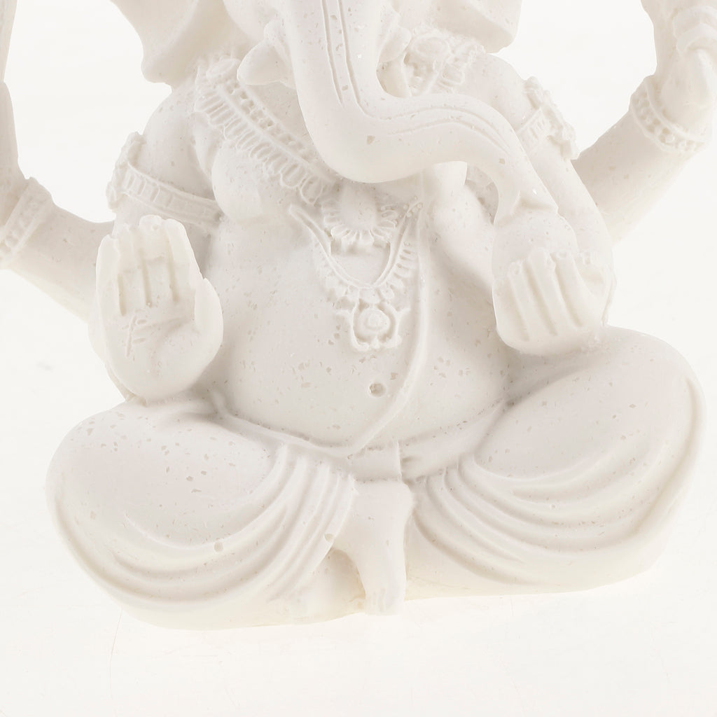 Sandstone Ganesh Statue God Elephant Indian Figurine Ornament White - 12cm