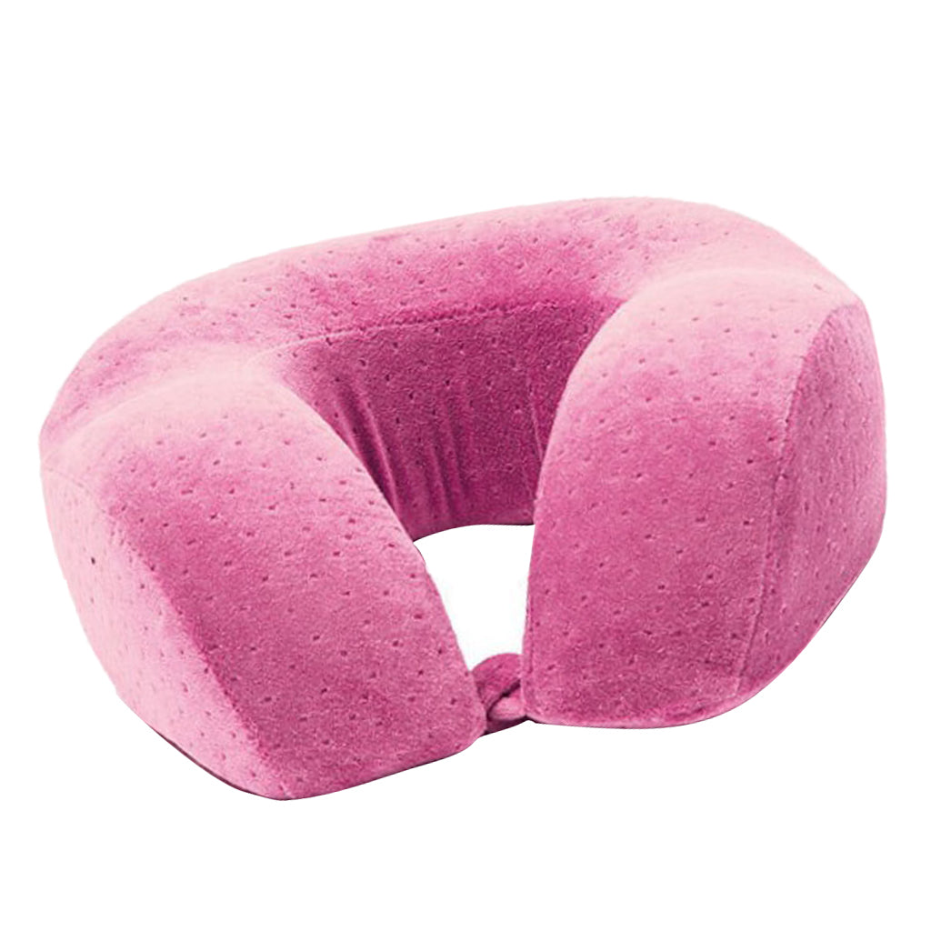 Memory Foam Neck Pillow U Shaped Car Flight Office Rest Support Rose Red