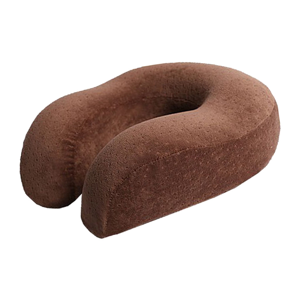 Memory Foam Neck Pillow U Shaped Car Flight Office Rest Support Brown