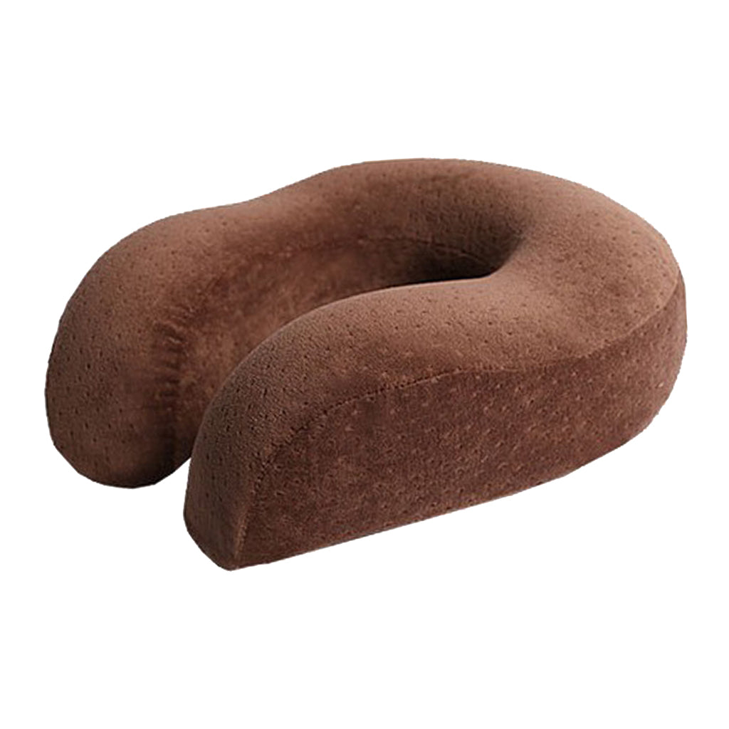 Memory Foam Neck Pillow U Shaped Car Flight Office Rest Support Brown