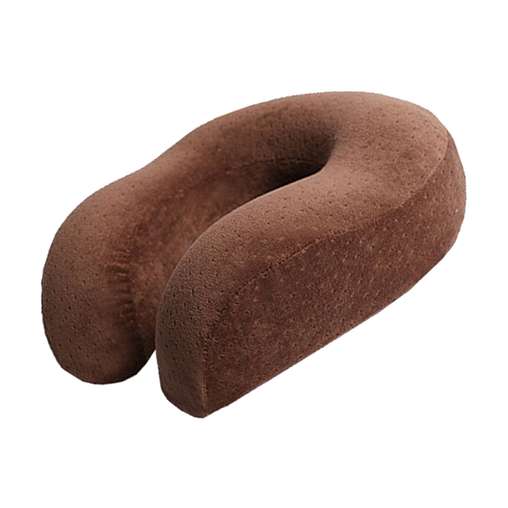 Memory Foam Neck Pillow U Shaped Car Flight Office Rest Support Brown