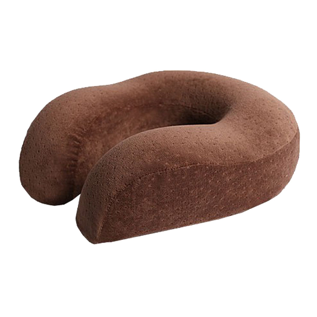 Memory Foam Neck Pillow U Shaped Car Flight Office Rest Support Brown