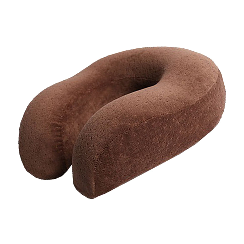 Memory Foam Neck Pillow U Shaped Car Flight Office Rest Support Brown