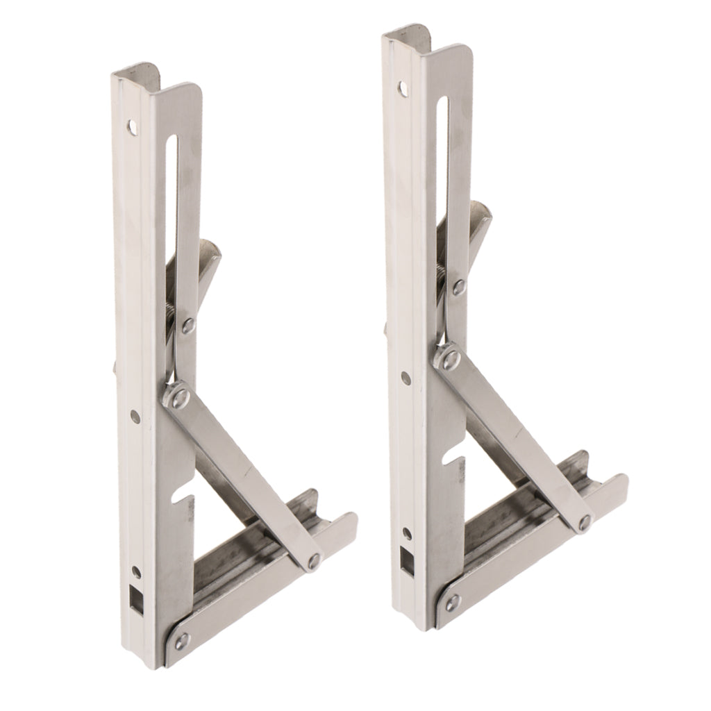 2Pcs Stainless Steel Foldable Shelf Bracket Rack Wall Hanging Holder 10inch