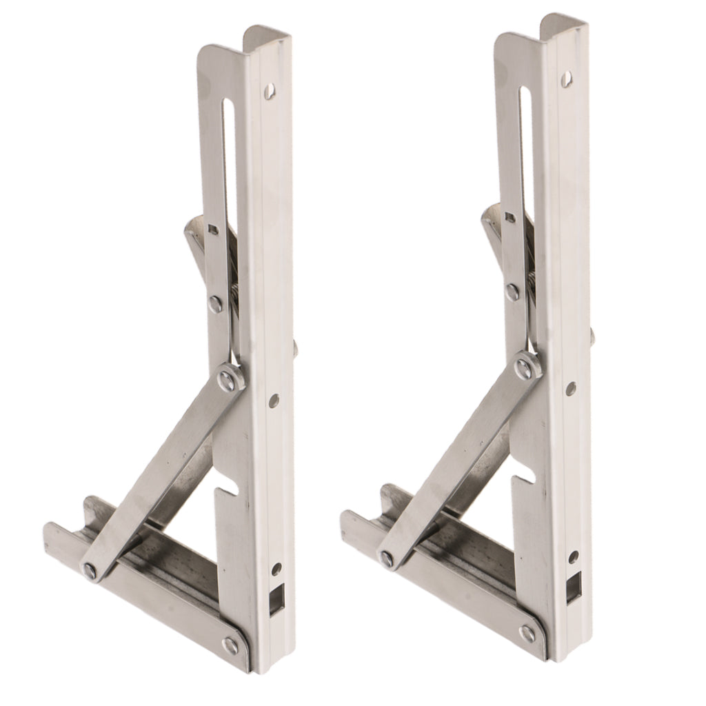 2Pcs Stainless Steel Foldable Shelf Bracket Rack Wall Hanging Holder 10inch