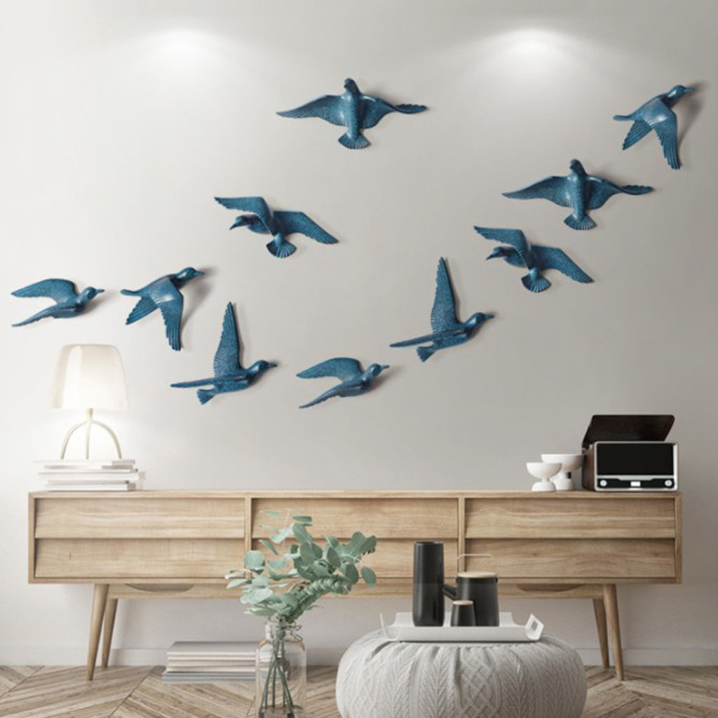 Creative Resin Seagull Shaped Bedroom TV Background Wall Decorations A Blue