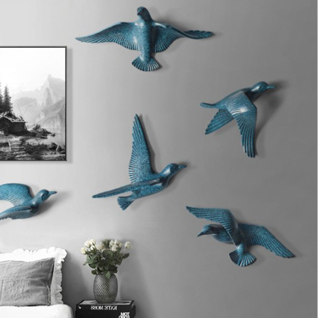 Creative Resin Seagull Shaped Bedroom TV Background Wall Decorations B Blue