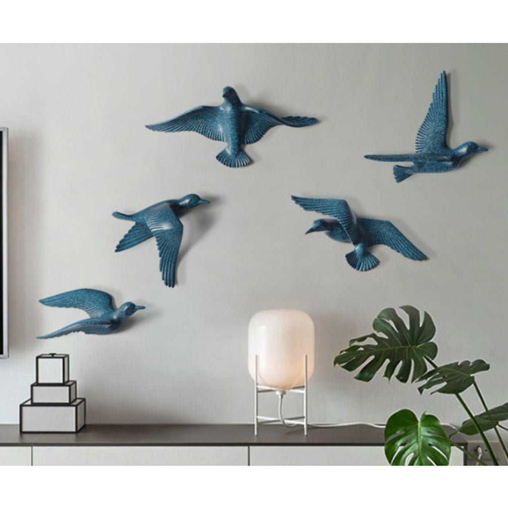 Creative Resin Seagull Shaped Bedroom TV Background Wall Decorations B Blue