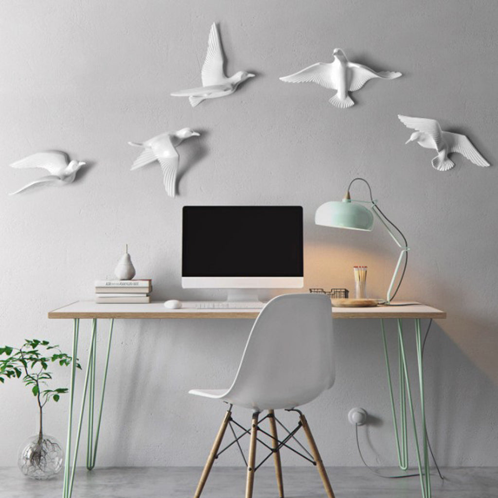 Creative Resin Seagull Shaped Bedroom TV Background Wall Decorations C White