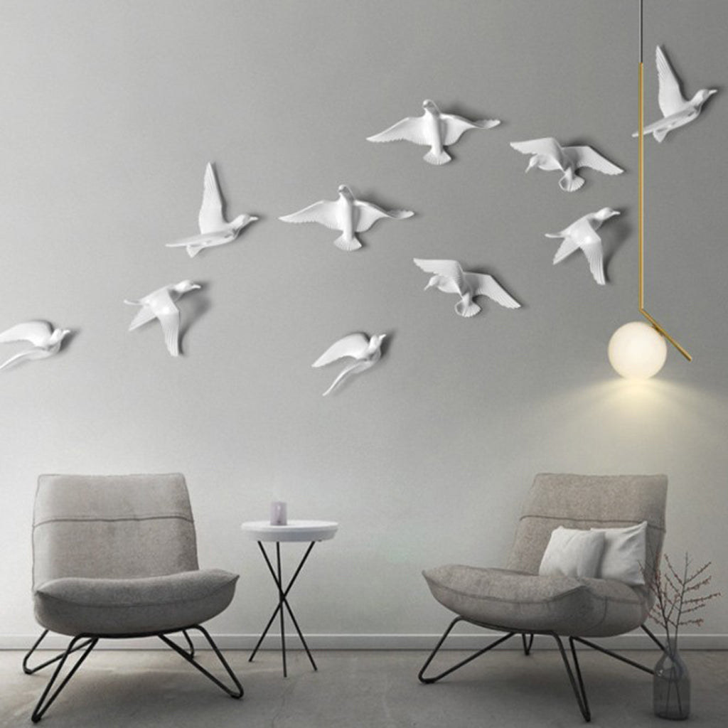 Creative Resin Seagull Shaped Bedroom TV Background Wall Decorations C White