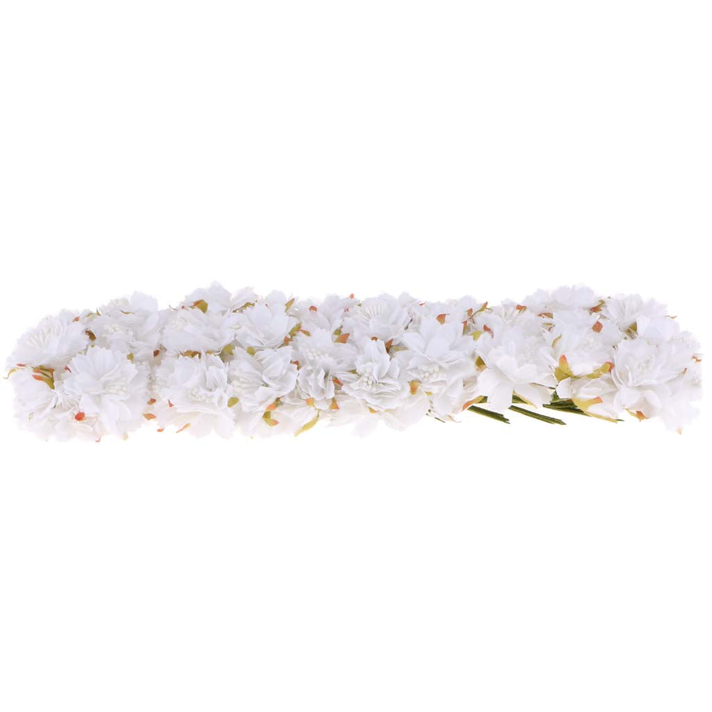 Artificial 60-Head Chrysanthemums Silk Flower Bouquet Decor White