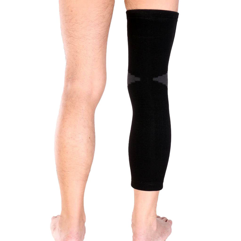 Classic Black knitting Keep Warm Sports Long Knee Sleeve Brace - 1pcs XL