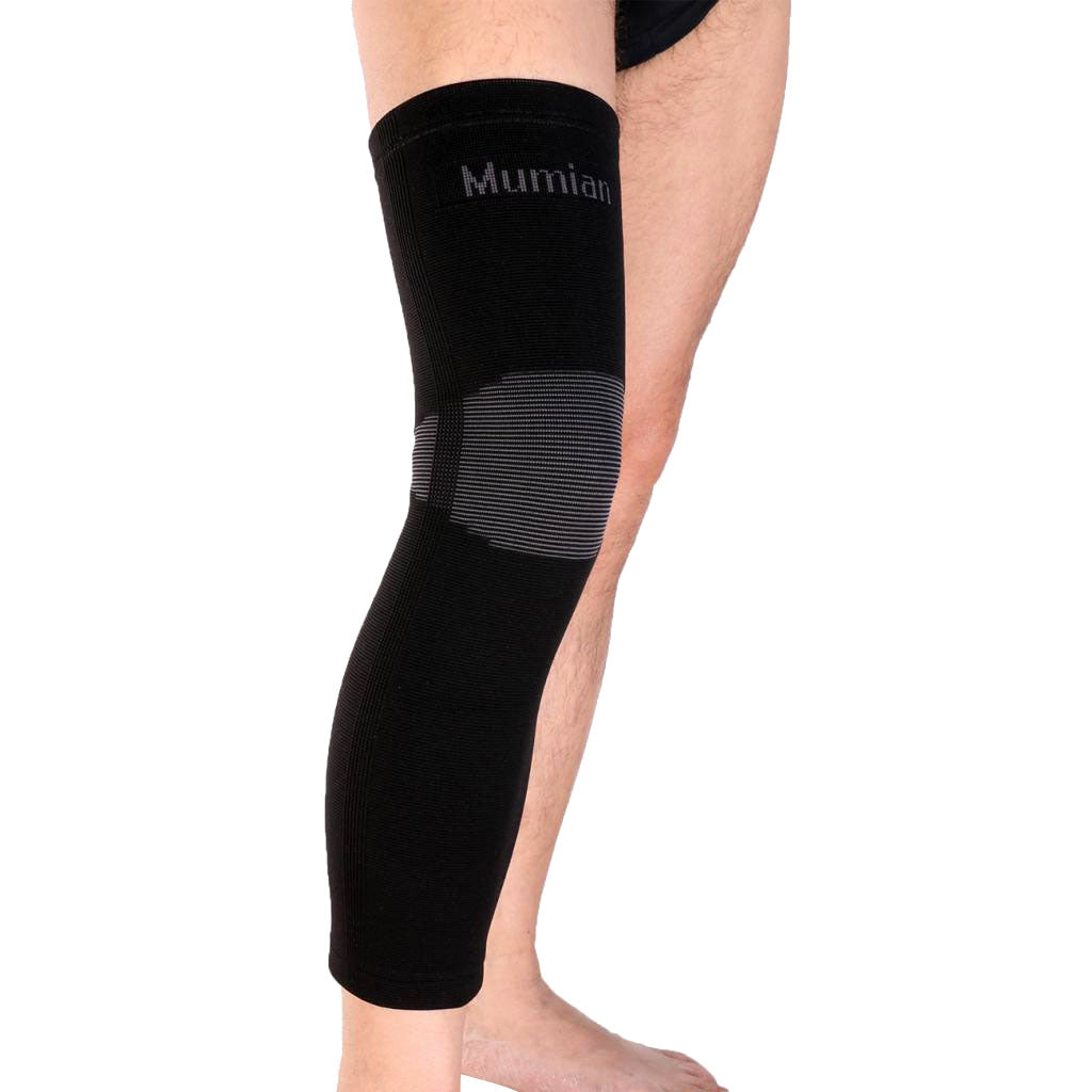 Classic Black knitting Keep Warm Sports Long Knee Sleeve Brace - 1pcs XL