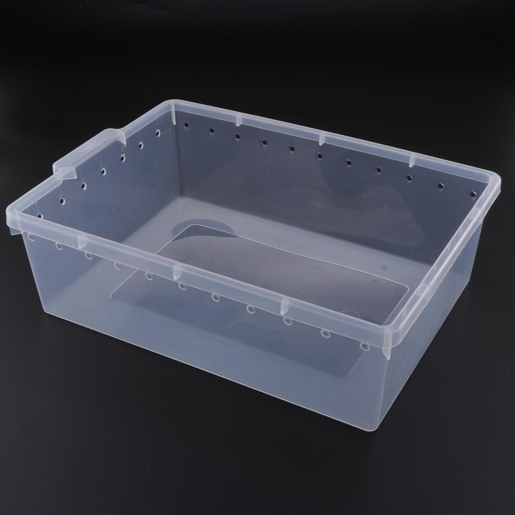 Reptile Box Case for Snake Turtle Breeding Feeding Hatching Container Clear_33x24x10cm