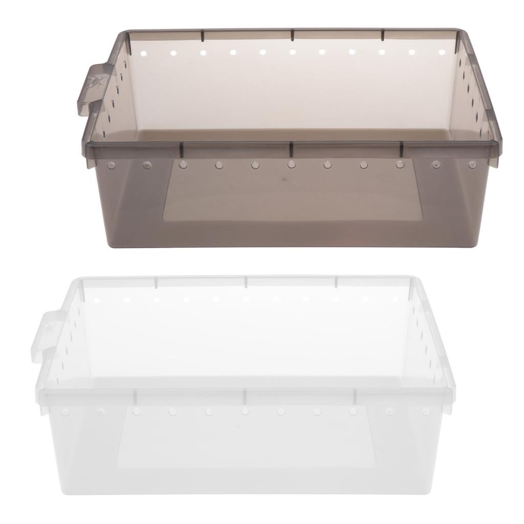 Reptile Box Case for Snake Turtle Breeding Feeding Hatching Container Grey_33x24x10cm