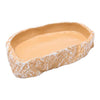 Beige Reptile Food Water Dish Feeding Bowl Cup Resin Worm Feeder