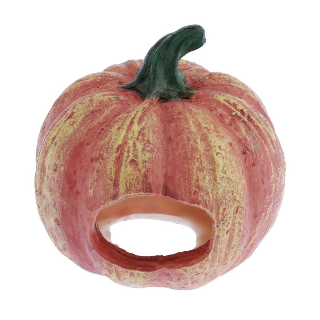 Cute Pumpkin Shape Reptile Hiding Cave For Terrarium Fish Tank Round Pumpkin