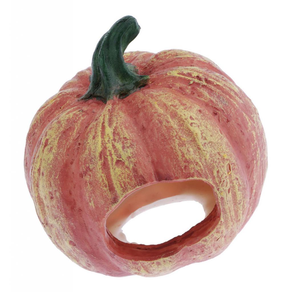 Cute Pumpkin Shape Reptile Hiding Cave For Terrarium Fish Tank Round Pumpkin