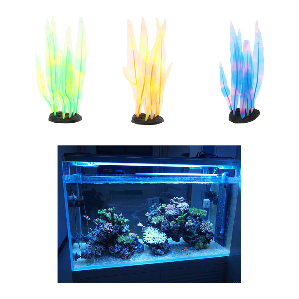 Fake Artificial Grass Underwater Ornament Fish Tank Plastic Decor Blue