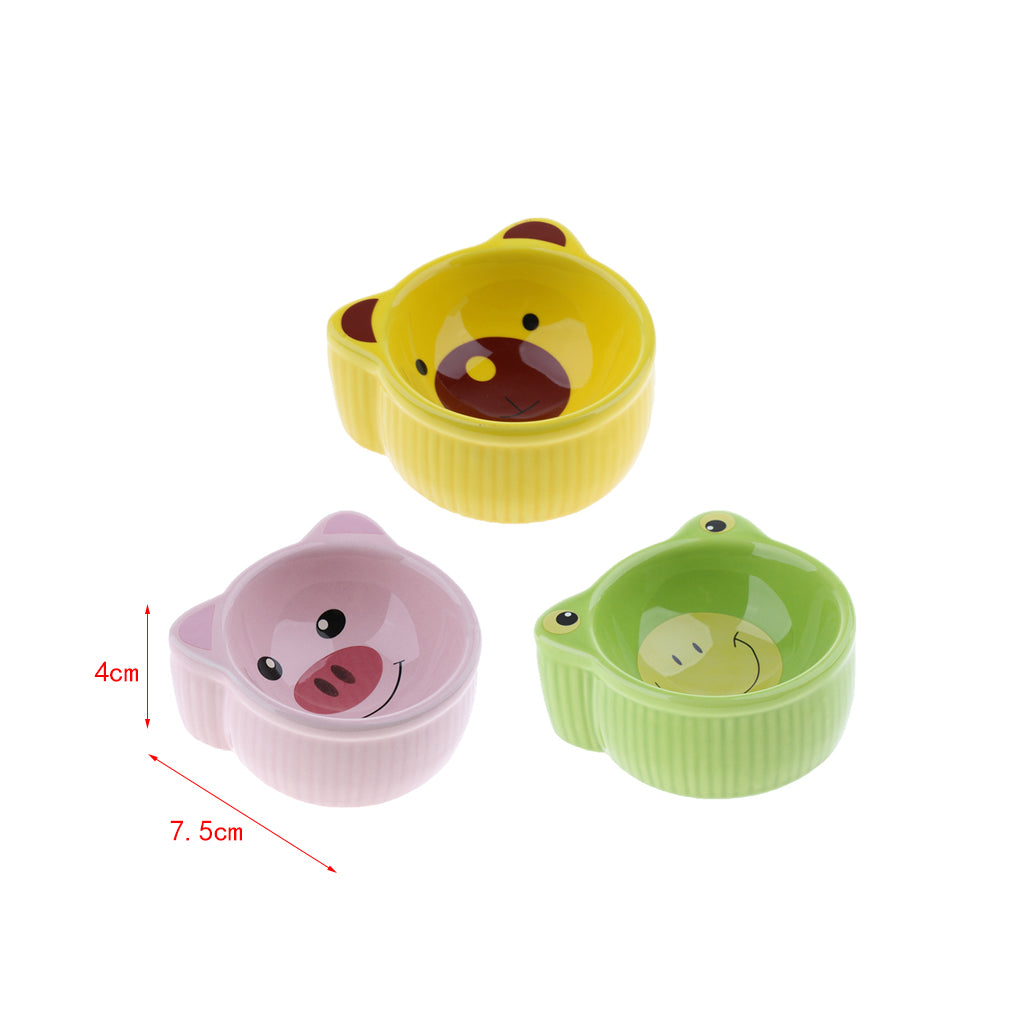 Small Pet Hamster Feeder Cartoon Food Bowl Feeding Water Dish Green Frog