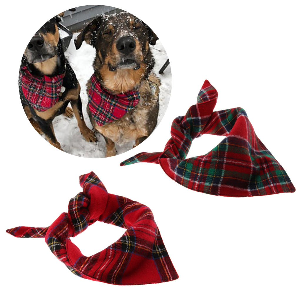 Classic Plaid Dog Bandana - Your Dog Will Love These Very Much Red Green Plaid