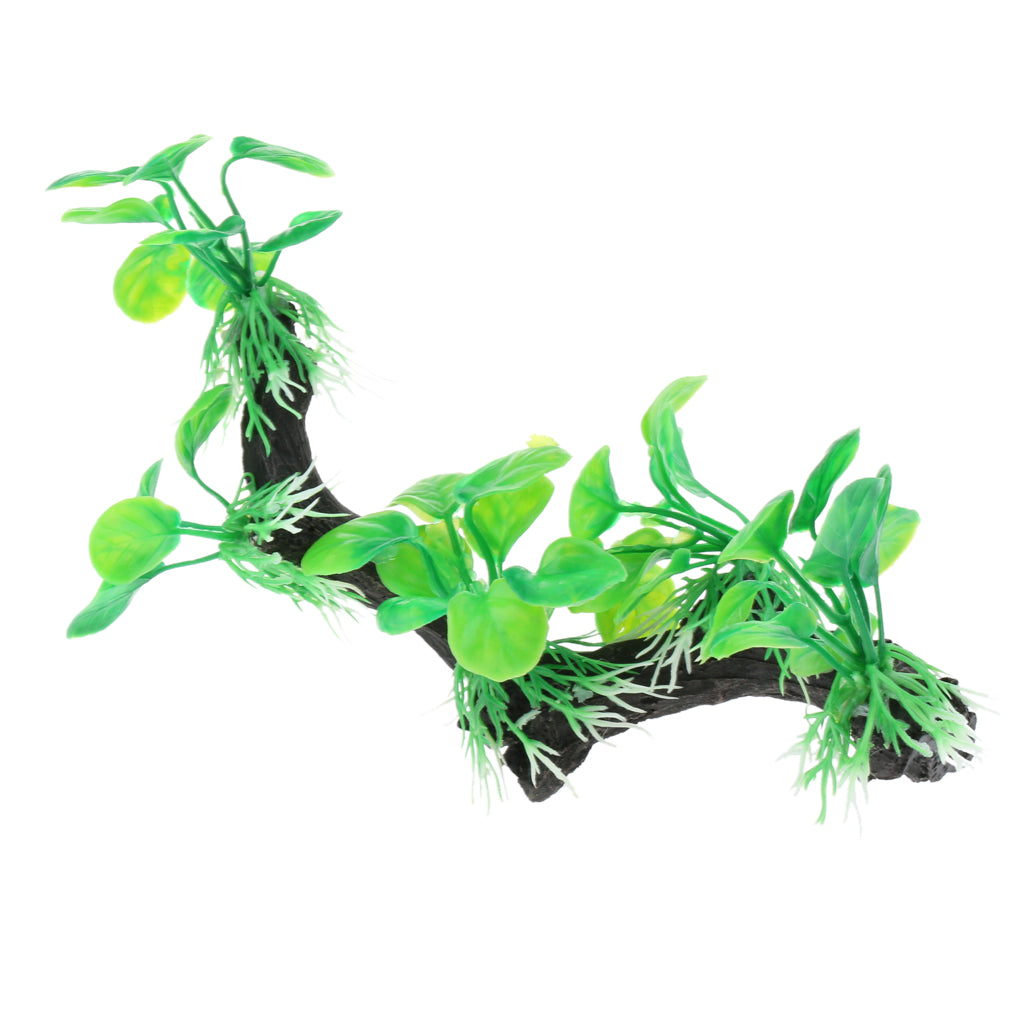 Aquarium Reptile Terrarium Deadwood Green Leaf Landscape Decoration