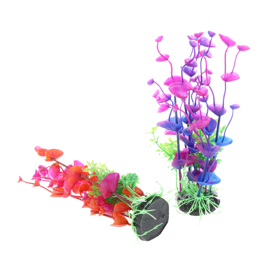 2Pcs Fake Aquarium Plant Butterfly Orchid Ornament Fish Tank Plastic Decor