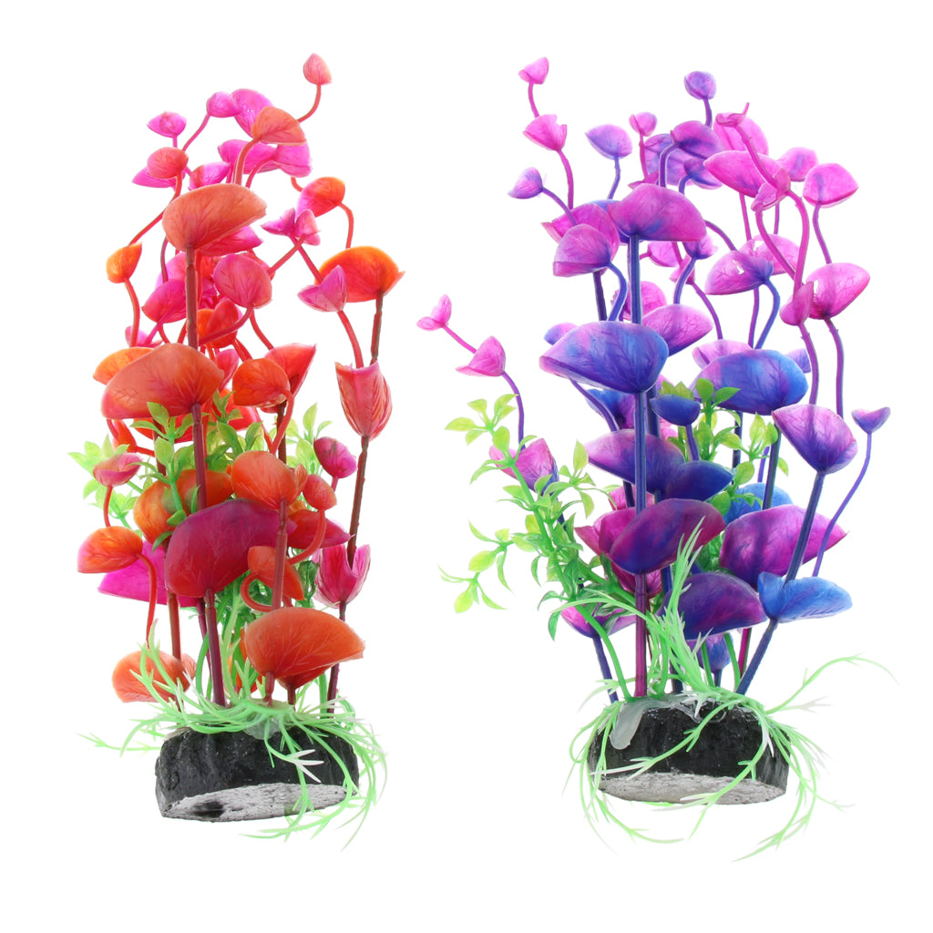 2Pcs Fake Aquarium Plant Butterfly Orchid Ornament Fish Tank Plastic Decor