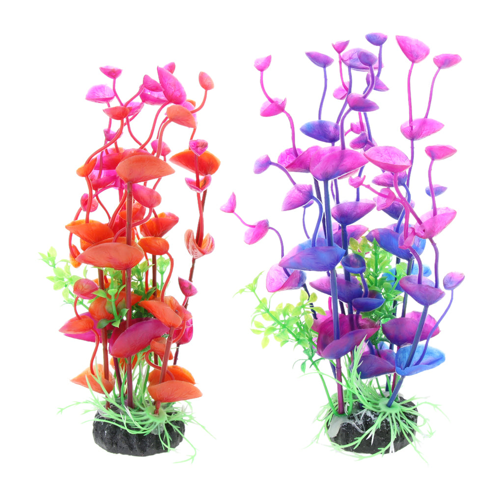 2Pcs Fake Aquarium Plant Butterfly Orchid Ornament Fish Tank Plastic Decor