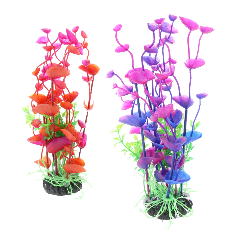 2Pcs Fake Aquarium Plant Butterfly Orchid Ornament Fish Tank Plastic Decor