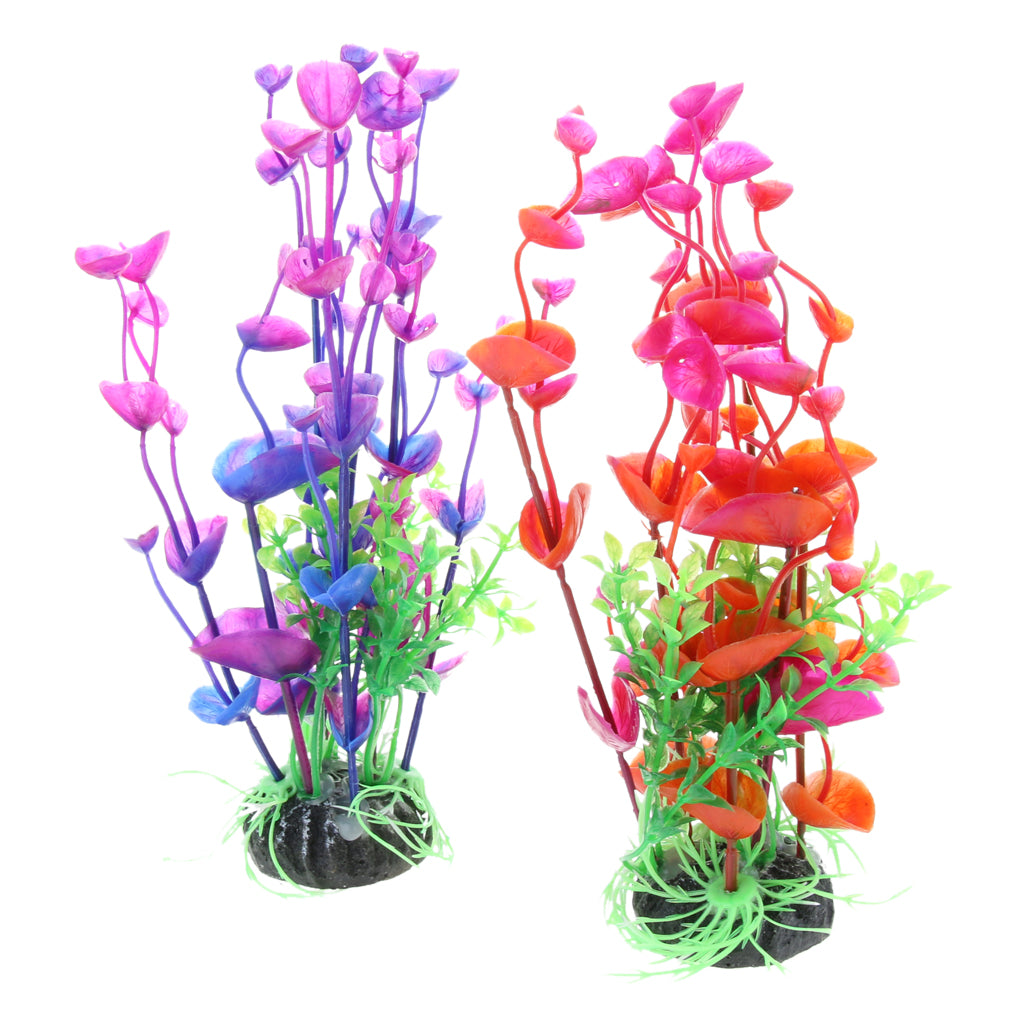 2Pcs Fake Aquarium Plant Butterfly Orchid Ornament Fish Tank Plastic Decor